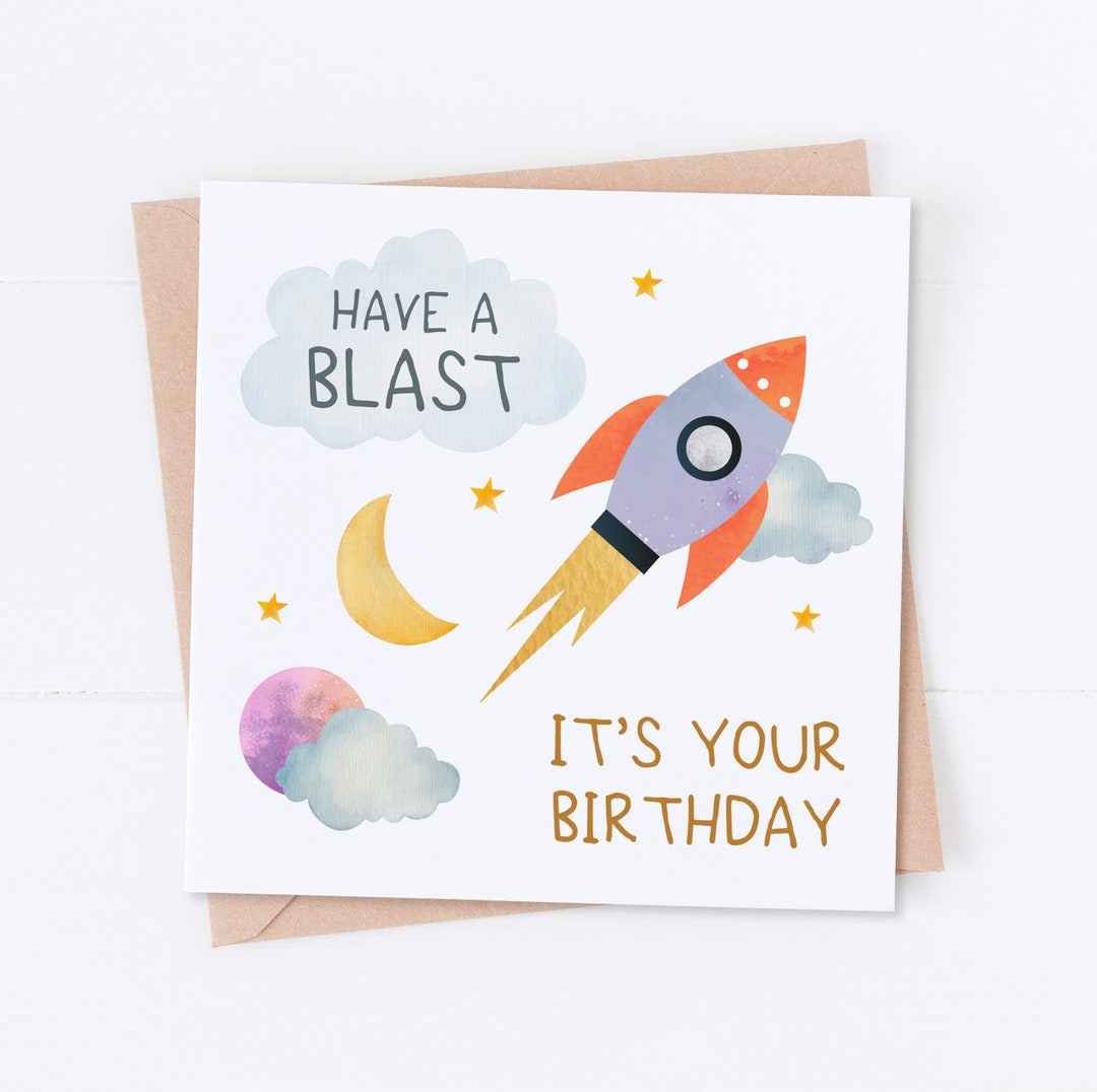 Tarjeta De Cumpleaños 3D Pop Up – Cohetes Y Planetas – Para Niño, Nieto O Sobrino – Segunda Naturaleza