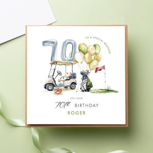 Carte personnalisée des 70 ans de golf, tout âge, amateur de sport, papa, frère, fils, ami, 21, 30 40 50 60 70 70 anniversaire
