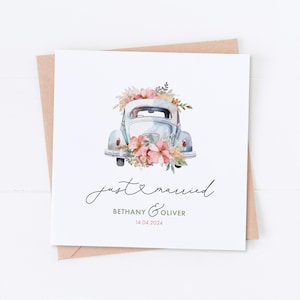 Carte de mariage personnalisée Just Married, Félicitations pour le jour de votre mariage, carte de célébration, Just Married, M. et Mme