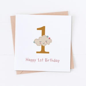 1er anniversaire carte nuage, anniversaire nuage, carte d'âge, premier anniversaire, anniversaire d'enfants, anniversaire d'enfants, carte fille, carte fils