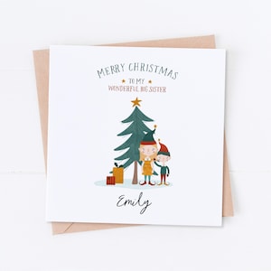 Carte de Noël personnalisée grande soeur, carte soeur, à ma soeur, carte grande soeur, petit frère, petite soeur, joyeux Noël