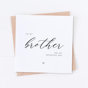 Frère le jour de mon mariage, carte le jour, carte frère, carte de mariage, remerciement de mariage, remerciement frère, carte de fratrie