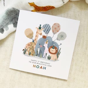 Safari Party Kids Birthday Card - Personalised with Any Age