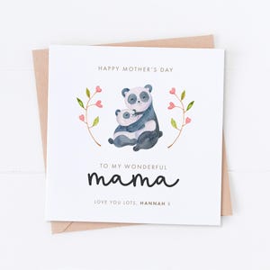 Carte personnalisée fête des mères pour maman et bébé panda, bonne fête des mères, carte maman, carte maman, carte grand-mère, carte grand-mère, cadeau pour maman