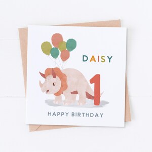 Anniversaire dinosaure tricératops personnalisé, premier anniversaire, anniversaire dinosaure, anniversaire d'enfant, carte fille, carte fils, 1er, 2e, 4e, 5e, 6e