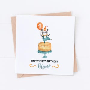 Carte d'anniversaire personnalisée cirque, ballon personnalisé, carte d'âge, anniversaire de fille, anniversaire d'enfant, anniversaire d'enfant