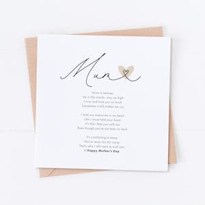 Poème Maman au paradis, carte de fête des mères, carte du souvenir, en souvenir, en pensant à vous, carte vous manquez, bonne fête des mères