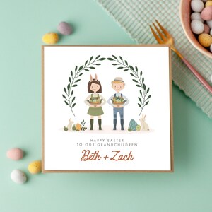 Carte de Pâques personnalisée petits-enfants, carte de Pâques petit-fils, carte de Pâques petite-fille, lapin de Pâques, Pâques petits-enfants