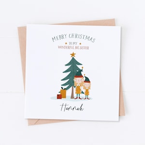 Carte de Noël personnalisée grande soeur, carte soeur, à ma soeur, carte grande soeur, petit frère, petite soeur, joyeux Noël