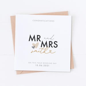 Carte de M. et Mme personnalisée, carte de mariage, félicitations pour votre mariage, carte de fête