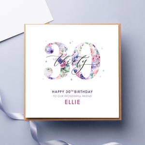 Carte d'anniversaire florale violette pour elle, 30 ans aujourd'hui, fille, maman, soeur, meilleure amie, nièce, petite-fille, tout âge