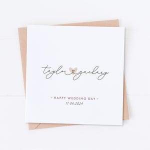 Carte de mariage personnalisée nom de couple, félicitations pour le jour de votre mariage, carte de célébration, juste mariés, M. et Mme