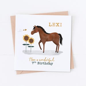 Carte d'anniversaire personnalisée cheval animaux de la ferme, anniversaire de la ferme, anniversaire de tournesol, anniversaire d'enfant, anniversaire d'enfant, carte de fille, carte de fils