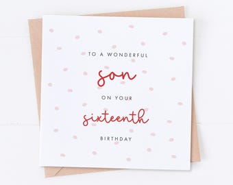 Son 16th Birthday Card, Happy Birthday, Son Birthday, Gift for Him, His Birthday, 18th Birthday, 21st Birthday, 30th Birthday