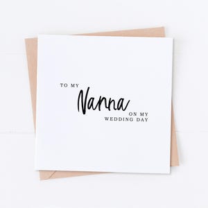 Nanna le jour de mon mariage, carte le jour, carte grand-parent, carte de mariage, remerciement de mariage, merci grand-mère, carte grand-mère