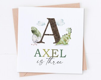 Personalised Dinosaur Letter Birthday Card, Dinosaur 3rd Birthday, First Birthday, Kids Birthday, Daughter Card, Son Card, 2nd, 4th, 5th