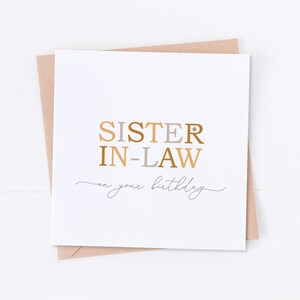 Sister in Law on your Birthday, Happy Birthday, Sister Birthday, Gift for Her, Her Birthday, Birthday Card, Sister in Law Card