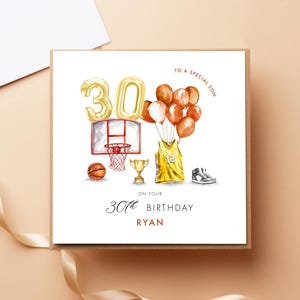Carte d'anniversaire personnalisée de basket-ball, tout âge, amateur de sport, papa 40 ans, frère 21 ans, fils 18 ans, ami 30 ans, 60e anniversaire, 50e anniversaire