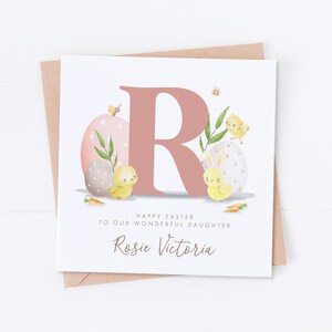 Carte personnalisée poussins de Pâques, carte de Pâques petite-fille, carte de Pâques petit-fils, lapin de Pâques, première Pâques, carte fille, carte fils