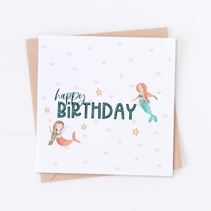 Carte d'anniversaire sirène, anniversaire sous la mer, anniversaire de fille, anniversaire d'enfants, anniversaire d'enfants