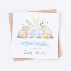 Carte de Pâques personnalisée agneau + poussins, carte de Pâques petit-fils, carte de Pâques petite-fille, lapin de Pâques, première Pâques, carte fille, carte fils