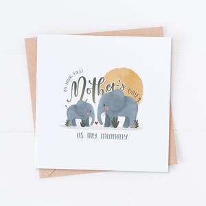 Carte première fête des mères éléphant bleu, cadeau pour maman, carte maman, fleurs fête des mères, carte maman, carte nouvelle maman, nouveau parent