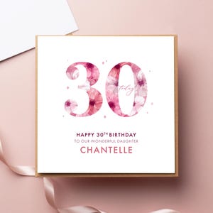 30e carte d'anniversaire fleurie rose aujourd'hui pour elle, fille, maman, soeur, meilleure amie, nièce, petite-fille, tout âge
