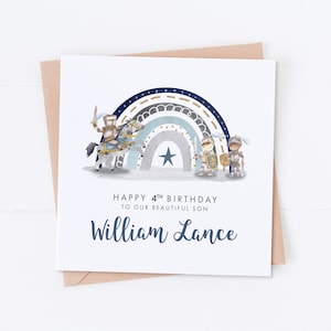 Carte d'anniversaire personnalisée chevalier, 4e 5e 6e 7e anniversaire, carte d'anniversaire de fils, anniversaire de petit-fils, anniversaire de neveu, spécial petit garçon