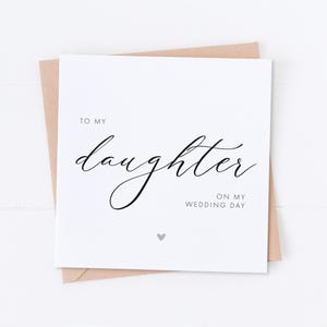 Fille le jour de mon mariage, carte le jour, carte fille, carte de mariage, remerciement de mariage, à ma fille