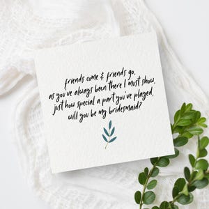 Will You Be My Bridesmaid Card, Wedding Poem, Bridesmaid Proposal Card, Wedding Card, Greeting Cards, Bridal Party Card zdjęcie 2