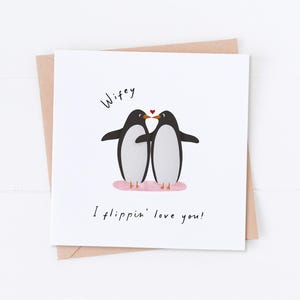 Carte de Saint-Valentin femme, je t'aime pingouin, carte de femme, carte de mari, carte de petite amie, carte de petit ami, carte d'anniversaire