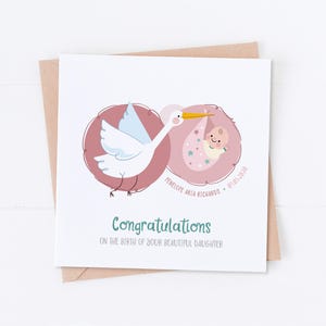Carte personnalisée de bébé fille, carte de félicitations, nouveaux parents, petit humain, carte de nouvelle fille, carte de bébé fille