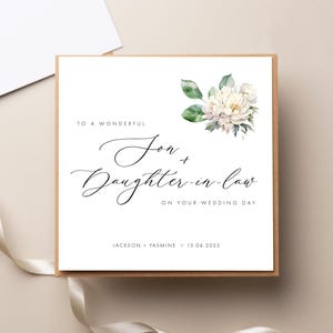 Magnifique carte de mariage florale beau-fils et gendre, félicitations le jour du mariage, fille et gendre, juste mariés