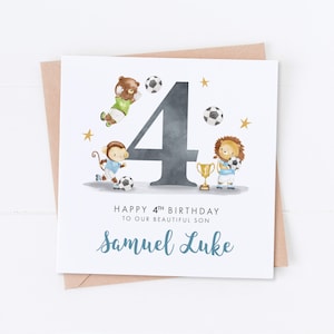 Carte d'anniversaire personnalisée football, 2e 3e 4e anniversaire, carte d'anniversaire de fils, anniversaire de petit-fils, anniversaire de neveu, spécial petit garçon