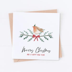 Carte de Noël Robin, joyeux Noël, pain d'épice, carte de Robin, traîneau du père Noël, bonhomme de neige, paquet de cartes de Noël