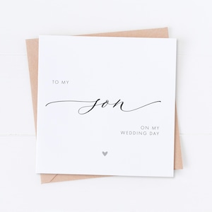 Fils le jour de mon mariage, Carte le jour, Carte fils, Carte de mariage, Merci pour mariage, Merci fils, À mon fils