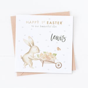 Carte personnalisée joyeuses pâques fils, lapin de Pâques, premières Pâques, carte fille, carte fils