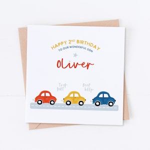 Carte d'anniversaire Voitures personnalisées, Carte Véhicules, Anniversaire de transport, Anniversaire de fils, Anniversaire de fille, Anniversaire de petit-fils, Toot Toot Beep Beep