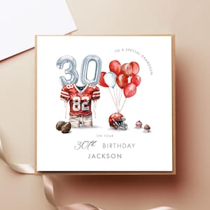 Carte d'anniversaire personnalisée de football américain, tout âge, amateur de sport, papa 40e, frère 21e, fils 18e, 30e ami, 60e 50e anniversaire