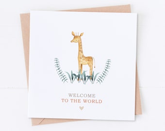 Welcome to the World New Baby Card, Safari Card, Congratulations Card, Welcome Little One, New Parents Card, Baby Boy Card, Baby Girl Card