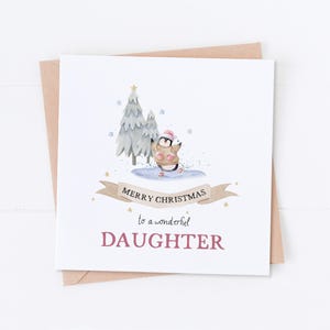 Carte de Noël fille pingouin, premier Noël de bébé, Noël pingouin, carte spéciale fille, joyeux Noël, carte fille merveilleuse