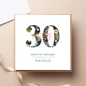 Carte d'anniversaire florale pour elle, 30 ans aujourd'hui, fille, maman, soeur, meilleure amie, nièce, petite-fille, tout âge