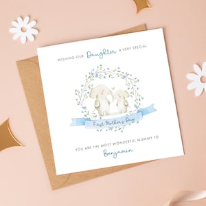 Carte personnalisée pour votre 1ère fête des mères - Bleu éléphant