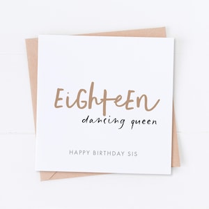 18th Birthday Sister Card, Eighteen Dancing Queen, Happy 18th Birthday, Gift for Her, Her Birthday, Birthday Card, Sister Card