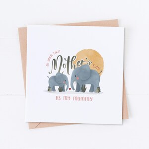 Carte première fête des mères éléphant rose, cadeau pour maman, carte maman, fleurs fête des mères, carte maman, carte nouvelle maman, nouveau parent