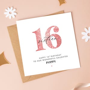 Carte d'anniversaire à paillettes Sweet Sixteen, tout âge/plus de couleurs disponibles, fille (18 ans), nièce (17), sœur (19), petite-fille (XVI)