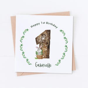 Carte personnalisée 1er anniversaire, anniversaire animalier mignon, carte d'âge, premier anniversaire, anniversaire d'enfants, anniversaire d'enfants, carte fille, carte fils