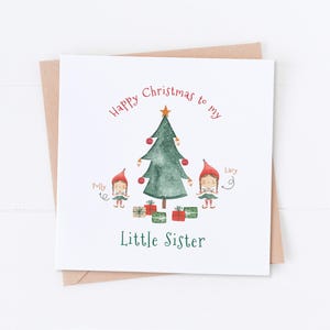 Carte de Noël personnalisée de petite soeur, carte de frère, à ma soeur, grand frère, grande soeur, joyeux Noël