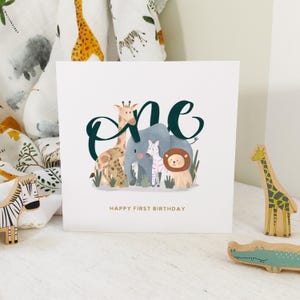Carte Safari 1er anniversaire pour enfants