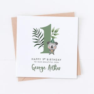 Carte personnalisée 1er anniversaire Koala, anniversaire Safari, premier anniversaire, anniversaire d'enfants, 2e 3e 4e 5e anniversaire, carte fille, carte fils